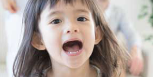 歯磨きをする姉弟